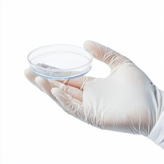 Poster - Hand Holding Petri Dish with Clear Gel Substance in Laboratory Setting