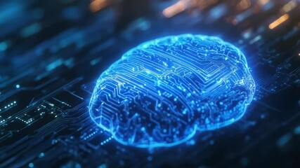 Poster - Glowing digital brain circuit evolving on hightech circuit board