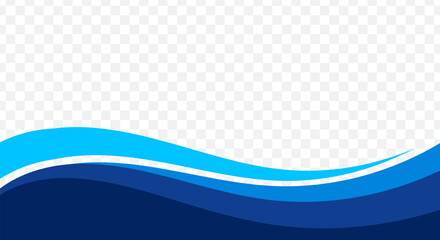 Poster - Blue wave shape on a transparent blank background for business decoration, banners and cover design