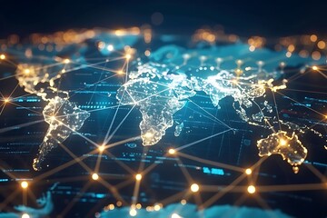 global network connection concept on world map background