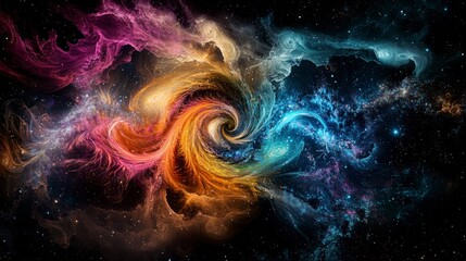 Leinwandbilder - Galaxies forming in swirling cosmic patterns space abstract art dark background wide view cosmic concepts
