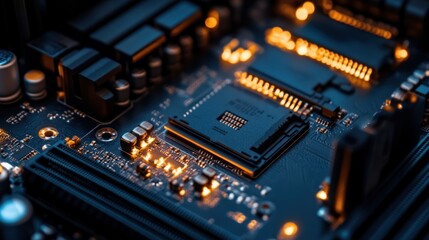 Poster - Close-up of a Computer Motherboard Circuit Board