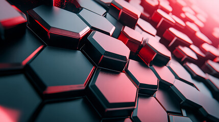 Poster - Dynamic hexagonal patterns digital space abstract art futuristic environment close-up view visual concept