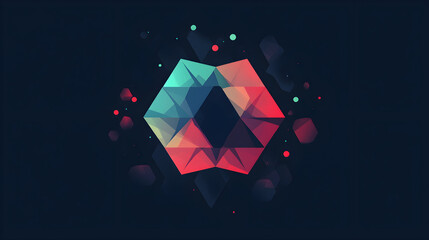 Poster - Dynamic geometric abstract design digital art vivid colors modern aesthetic creative space visual concept