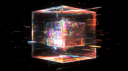 Poster - Dynamic digital cube animation virtual space 3d render futuristic environment abstract concept