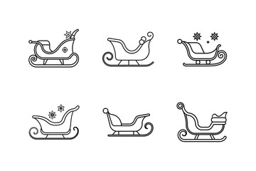 Wall Mural - sleigh icon line art vector illustration