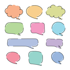 Aufkleber - Set of colorful speech bubbles on white background in doodle style