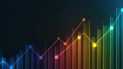 Poster - Vibrant Financial Growth Chart with Colorful Bars and Trend Lines for Business Insights