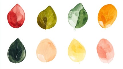 Wall Mural - artistic vegetable illustration collection, brushstroke texture style, vibrant produce icons, earthy color palette, hand drawn organic shapes, minimalist white background, botanical sketch aesthetic,