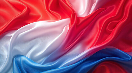 Wall Mural - silky, flowing tricolor fabric in red, white, and blue. ideal for patriotic themes, backgrounds, tex
