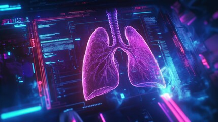 Poster - Neon Lungs: A Futuristic Medical Scan