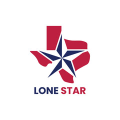 Poster - simple logo design of texas map and stars in negative space