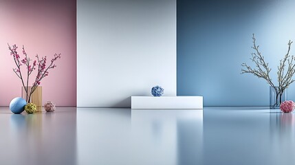 Aufkleber - Abstract spaces with soft muted colors creating delicate artistry in a modern interior environment
