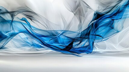 Poster - Dynamic blue and gray abstract streaks digital art design smooth flow modern aesthetic artistic viewpoint