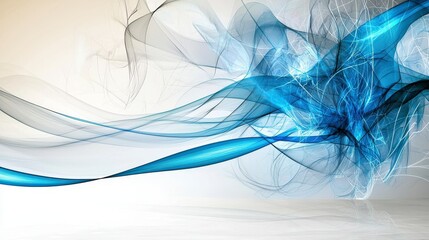 Leinwandbilder - Dynamic abstract blue and gray streaks move harmoniously digital art modern design minimalist style aesthetic perspective