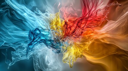 Poster - Dynamic abstract fluid vibrations in a colorful environment digital art bold patterns