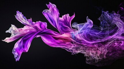 Aufkleber - Vibrant purple waves undulating across a black background abstract digital art stunning visuals creative expression