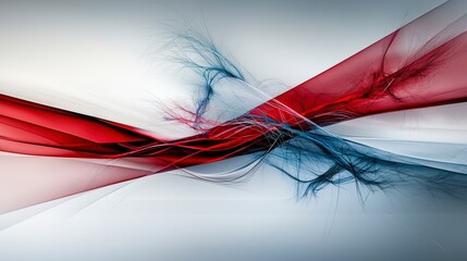 Fototapete - dynamic abstract composition featuring bold red plane and blue strands modern art digital creation m