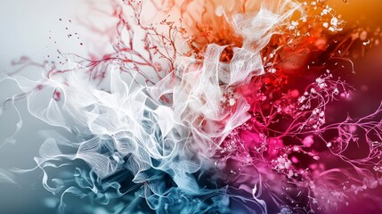 Aufkleber - Dynamic color explosion with delicate white strokes abstract concept digital art vivid background artistic perspective