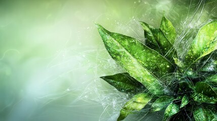 Poster - Lush green leaves surrounded by soft gradients nature abstract background vibrant refreshing serene environment