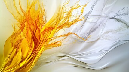 Aufkleber - Faint yellow lines dancing and dissolving in a soft white canvas abstract art digital environment aesthetic viewpoint