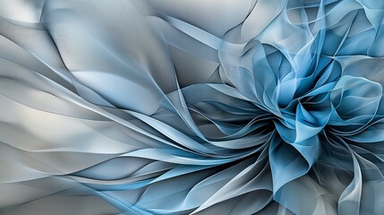 Poster - Softly unfolding flat gray planes representing resolution digital art abstract contemporary visual harmony