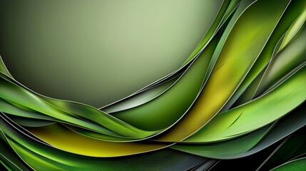 Poster - Layered green planes overlapping in varying shades abstract background graphic design digital art aesthetic viewpoint