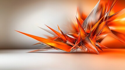 Aufkleber - Dynamic orange angular shapes piercing through abstract space graphic design modern minimalism digital art bold visual impact