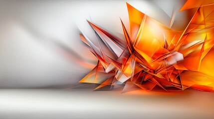 Leinwandbilder - Dynamic bold orange shapes piercing through abstract space in modern design graphic art digital environment