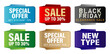 © DJOE n REIZ - label sale price tag with six different colors on isolated white backgrounds for Special offer discount poster, flyer, advertisement, billboard agency advertising, information graphic template element