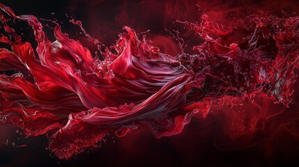 Poster - Dynamic fluid motion of deep red tones abstract art digital creation studio environment artistic viewpoint visual concept