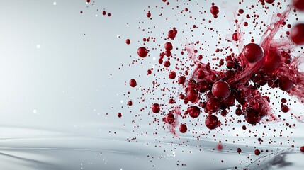 Fototapete - Dynamic red dots exploding across a soft background abstract art digital composition minimalist style close-up energy