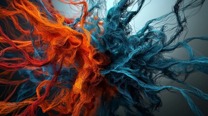 Poster - dynamic twisting and overlapping abstract lines digital art vivid colors studio close-up chaotic for
