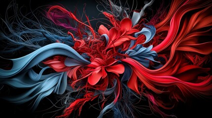 Leinwandbilder - dynamic intertwining lines in colorful chaos a close-up digital art exploration of visual imaginatio