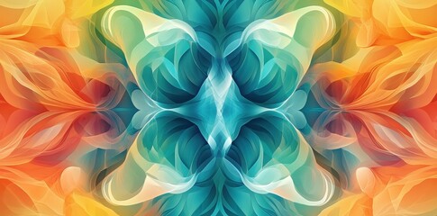 Poster - Abstract Teal Orange Swirling Wave Design