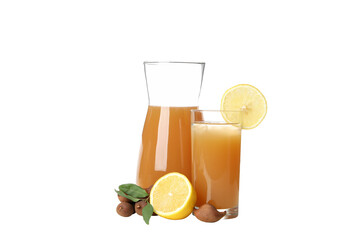 Sticker - PNG,Tamarind juice in a glass with an orange, isolated on white background