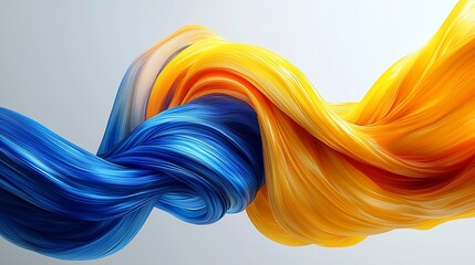 Aufkleber - Abstract swirling blue and yellow 3D render.