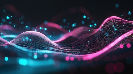 Poster - abstract pink and blue digital wave background