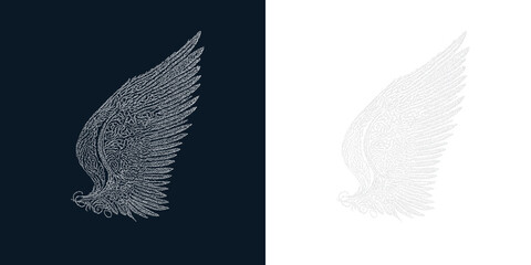 Poster - Elegant wing design in contrasting styles on dark and light backgrounds
