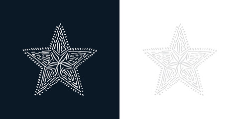Poster - Unique artistic star illustration with intricate patterns on contrasting backgrounds