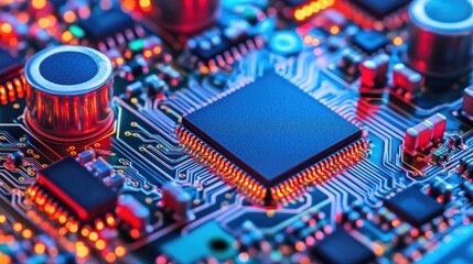Poster - Close-up of Circuit Board with Central Processing Unit
