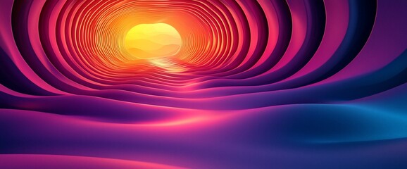 Poster - Abstract vibrant tunnel leading to a bright sun.