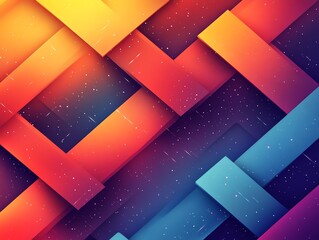 Poster - Abstract Geometric Artwork: Vibrant Hues and Cosmic Depth