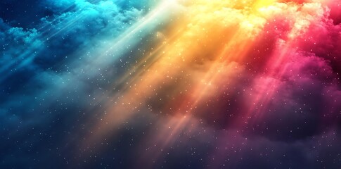 Canvas Print - celestial dreamscape: a vibrant, colorful cosmic cloudscape with radiant light beams
