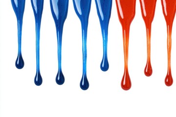 Poster - Abstract Dripping Paint in Blue and Red on a White Background for Creative Use