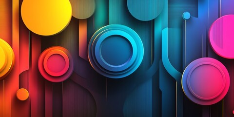 Poster - Vibrant Circular Abstract: Layered Colorful Circles and Lines