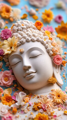 Canvas Print - lord buddha face with flower