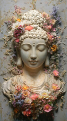 Canvas Print - lord buddha face with flower