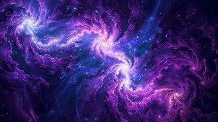 Wall Mural - ethereal cosmic swirls of purple and blue light intertwining in a celestial dance capturing the vast