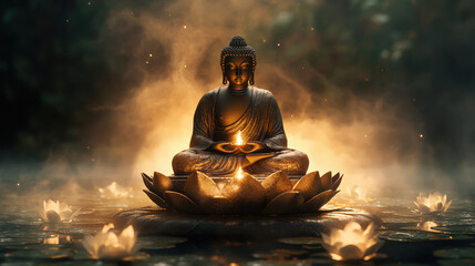 Canvas Print - lord buddha on lotus flower